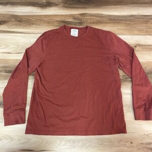 JCrew Broken-In Cotton Long Sleeve T-Shirt Mens Medium Rust Orange Clay Crewneck